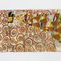 Long Silk Crepe Satin Oblong Scarf White and Brown Classic Painting Print LSZ007
