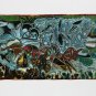 Long Silk Crepe Satin Oblong Scarf Light Green Classic Painting Print LSZ010
