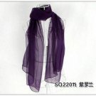 Long Silk Scarf Georgette Plain Color Violet 65"x21" SQ22011