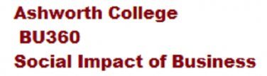 Ashworth Semester Exam BU360 Social Impact of Business