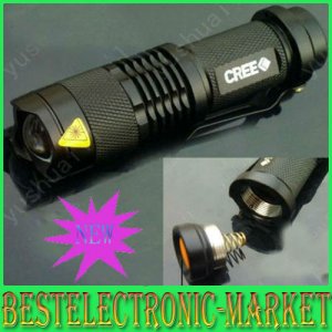 CREE Q5 WC LED 300 Lumens LM Black Torch Flashlight Lamp 3 Modes AA or 14500