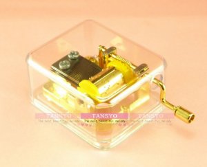 Transparent Gold-Plate Boutique Hand Crank Music Box &atilde;��The blue Danube&atilde;��New