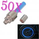 50Pcs New Bike Bicycle Cycling Tire Wheel Valve Cap Lamp Light Flashlights BLUE