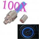 100Pcs New Bike Bicycle Cycling Tire Wheel Valve Cap Lamp Light Flashlights BLUE