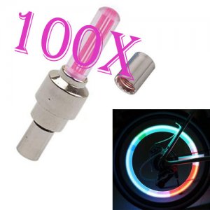 100X New Bike Bicycle Cycling Tire Wheel Valve Cap Lamp Light Flashlights PINK