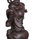 Hand-carved Chinese Ebony Send money Maitreya Buddha office/home decoration