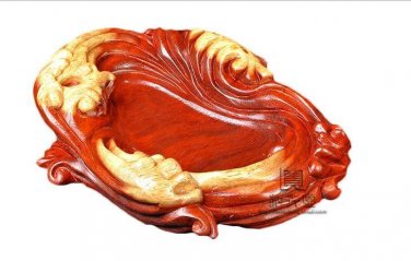 Hand-carved Laos red acid ashtray exquisite works of exquisite art Old Red wood