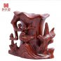 China Hand-carved Mahogany Brush Pots singing bird and fragrant flower Rosewood