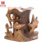 China Hand-carved green ebony wood Brush Pots singing birds and fragrant flowers