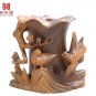 China Hand-carved green ebony wood Brush Pots singing birds and fragrant flowers