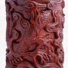 Hand-carved Rosewood Brush Pots Five Dragon Four Treasures Wood Carving Mahogany