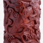 Hand-carved Rosewood Brush Pots Five Dragon Four Treasures Wood Carving Mahogany