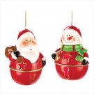Santa And Snowman Bell Ornaments