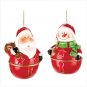 Santa And Snowman Bell Ornaments
