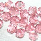 12 SWAROVSKI CRYSTAL LIGHT ROSE- 4MM BICONE BEADS