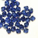 12 SWAROVSKI CRYSTAL DARK SAPPHIRE- 4MM BICONE BEADS