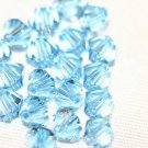 12 SWAROVSKI CRYSTAL AQUAMARINE- 4MM BICONE BEADS