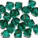 12 SWAROVSKI CRYSTAL EMERALD- 4MM BICONE BEADS