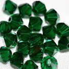 12 SWAROVSKI CRYSTAL MEDIUM EMERALD- 4MM BICONE BEADS