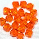 12 SWAROVSKI CRYSTAL RED TOPAZ- 4MM BICONE BEADS