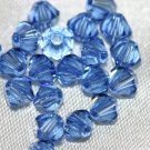 12 SWAROVSKI CRYSTAL MEDIUM SAPPHIRE- 4MM BICONE BEADS