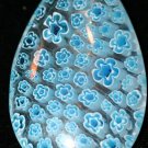 BLUE PUFFED TEARDROP GLASS PENDANT/FOCAL BEAD