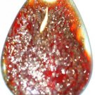 DESIGNER RED TEARDROP GLASS PENDANT/FOCAL BEAD