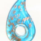 BLUE FREEFORM GLASS PENDANT/FOCAL BEAD