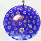 BLUE PUFFED GLASS PENDANT/FOCAL BEAD