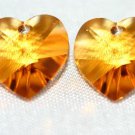 2 SWAROVSKI CRYSTAL 10MM TOPAZ HEART BEADS