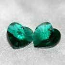 2 SWAROVSKI CRYSTAL 10MM EMERALD HEART BEADS