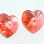 2 SWAROVSKI CRYSTAL 10MM PADPARADSCHA HEART BEADS