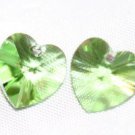 2 SWAROVSKI CRYSTAL 10MM PERIDOT HEART BEADS