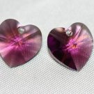 2 SWAROVSKI CRYSTAL 10MM AMETHYST HEART BEADS