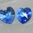 2 SWAROVSKI CRYSTAL 10MM SAPPHIRE HEART BEADS