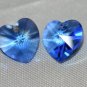 2 SWAROVSKI CRYSTAL 10MM SAPPHIRE HEART BEADS