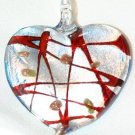 GLASS SILVER FOIL HEART PENDANT