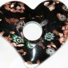 LARGE BLACK GLASS HEART PENDANT