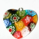 PATCHWORK GLASS HEART PUFFED PENDANT