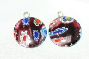 2 PATCHWORK GLASS FOCAL BEADS