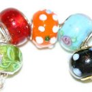 5 EUROPEAN GLASS CHARM BEADS - MULTI-COLORED