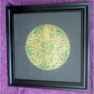 BRASS RUBBING FRAMED CELTIC CIRCLE,Gold & Irish Green