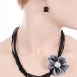 BEADED FLOWER FASHION NECKLACE AND EARRING SET