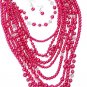 MULTI LAYERED CHUNKY PINK NECKLACE AND EARRING SET