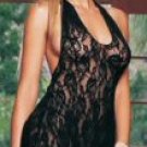 "Leg Avenue" - Halter Rose Short Lace Dress w/Matching G-String