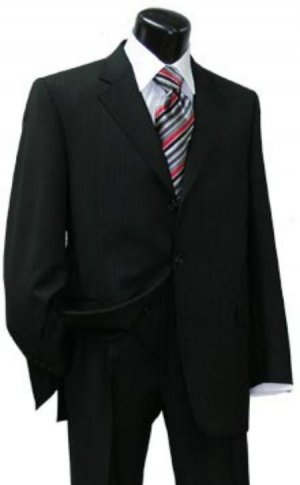 Executive Black Super 140's Wool premeier quality italian fabric Design 40577 Button Suit With Doubl