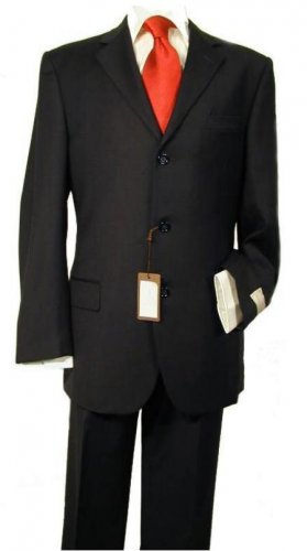 Solid Black premeier quality italian fabric Men's Super 140's Wool Man Business Suit