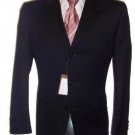 Fine Men's Dress Formal Jet Black Super Wool Suit year round