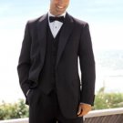 1 Button Plain Soft 3 Pieces Vested Tuxedo Super 150's Wool Suit + Tuxedo Shirt