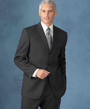 solid English Gray (Darkest Charcoal Gray) premeier quality italian fabric Super 150 Wool 3 Buttons